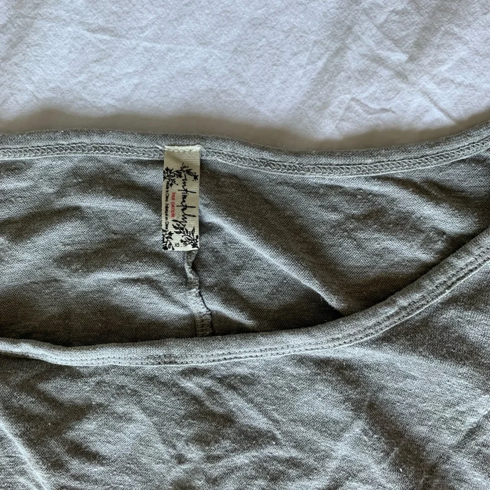 Free People Gray Washed Cropped Lounge Top and Shorts Set - Picture 7 of 12
